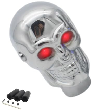 Morain Pomo de palanca de cambios de cabeza de calavera única con luz LED ajustable para transmisión manual interior del coche