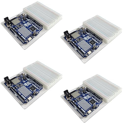Acrylic Base Plate for Arduino Uno R3 R4 with Breadboard - Transparent Prototyping Holder Kit for STEM Projects and Electronics - 4 Sets