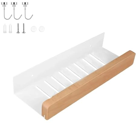 DEANKEJI Badezimmer Wandregal, 30 Zentimeter Bad Regal Wand, Kohlenstoffstahl Duschgel Halterung mit Magnetischen Haken für Schlafzimmer, Küche, Badezimmer, Wohnzimmer