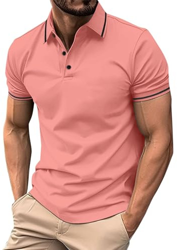 liangp Mens Polo Shirts Short Sleeve Classic Stretch Golf Shirt Casual Fashion T Shirt Breathable Quick Dry Spring Summer Outdoors Holiday Walking Hiking Tshirts Top