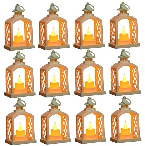 Xoeryoy 12pcs Memorial Lantern, 4x3x6in Linternas conmemorativas Decorativas con batería con Bucle Colgante, cestas de Regalo de simpatía
