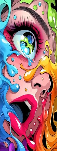 ZHUMUTO Diamond Painting Erwachsene Groß XXL 60x160cm Gesicht | 5D Diamant Painting Bilder Buntes Comic Gesicht, DIY Diamant Malerei Set mit 5 Werkzeugsets, Moderne Wanddeko