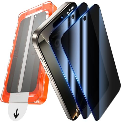 UniqueMe für iPhone 16 Pro Max für Panzerglas Sichtschutz - 2 Stück Folie | Privacy Displayschutz, Automatische Installation Schutzglas, Bruchsicher Militärniveau Anti-Spy Schutzfolie Anti-Kratzer