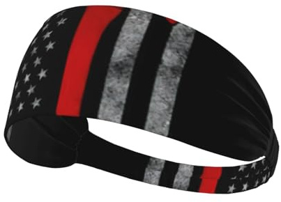 Firefighter Axe Red Line Flag Workout Sweatbands Adjustable Hairband For Basketball,Fitness Athletics Football, Yoga