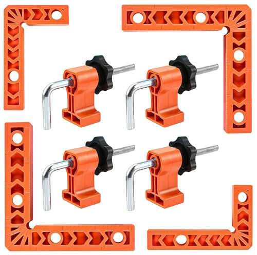 90 Degree Clamp, Positioning Squares, (3‘ x 4’) x 4 Right Angle Clamp with 4 Clamps,for Precision Woodworking & DIY Projects, Ensures Perfect 90-Degree Angles