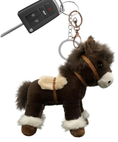 Bomefoi Peluche Cheval,Porte-Clés Doudou 18cm Mignon et Doux - Porte-clés Mignon en Peluche Cheval - pour Adultes Famille Sac à Main Sac à Dos Anniversaire Nouvel an Fête Célébration