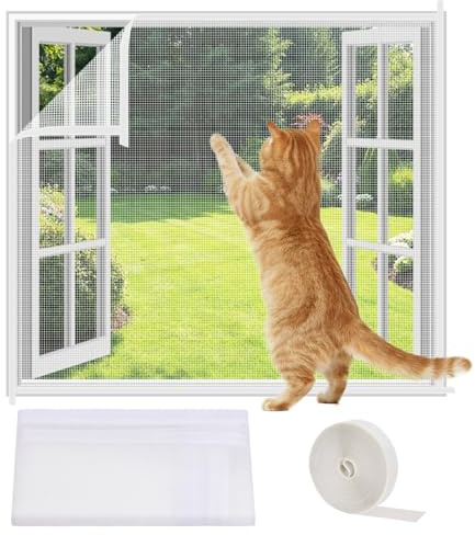 AOOWU Fly Screens For Windows, Window Netting for Insects, Window Screen Mesh, Insect Mesh Mosquito Bug Net, Window Insect Screen Fine Mesh, 100x130cm Pet Screen for Windows, Doors, Patio, Cat-Proof