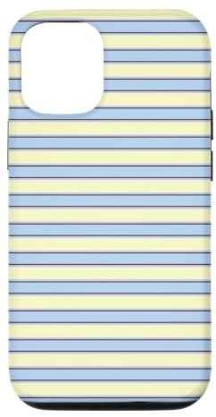 Y2K Butter Yellow Baby Blue Vintage Stripe Aesthetic Design Case for iPhone 12/12 Pro