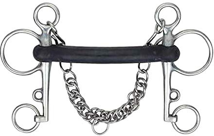 Korsteel Hard Mouth Rubber Mullen Mouth Pelham Bit 5 inch Black