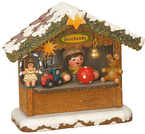 Unbekannt Kleine Figuren & Miniaturen Winterkinder Marktbude Geschenkehäusel - 10cm - Hubrig Volkskunst