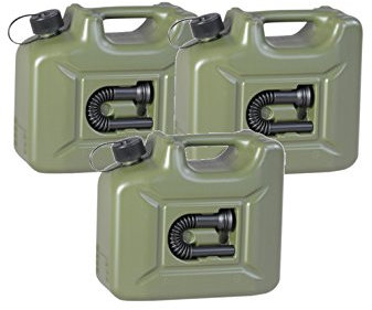 3er Set: 3x Benzinkanister PROFI 10 Liter oliv (grün) ARMY Kraftstoffkanister 10L