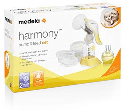 Medela Harmony Breast Pump Set, Includes Single Manual Pump, Calma Bottle & Nursing Pads for All-in-One Nursing & Breastfeeding