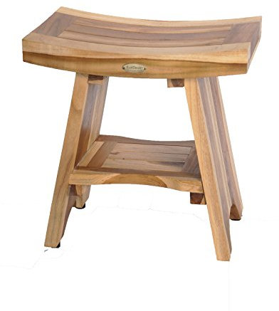 EcoDecors Tabouret de Douche en Bois de Teck Naturel 45,7 cm