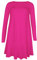 Candid Styles Womens Plain Long Sleeve Stretch A Line Skater Flared Swing Dress Top Plus Size T-Shirt 8-26 Hot Pink