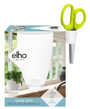 elho Brussels Kräuter Allin1 13 - Blumentopf für Züchten und Ernten - Ø 16.0 x H 21.5 cm - Weiß/Weiss