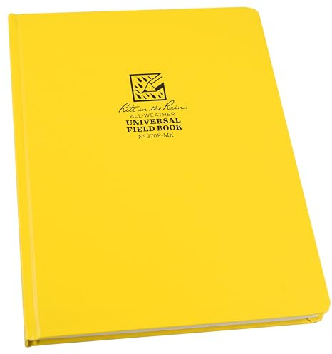 Rite in the Rain Weatherproof Hard Cover Notebook, 8.75 x 11.25, Yellow Cover, Universal Pattern (No. 370F-MX)