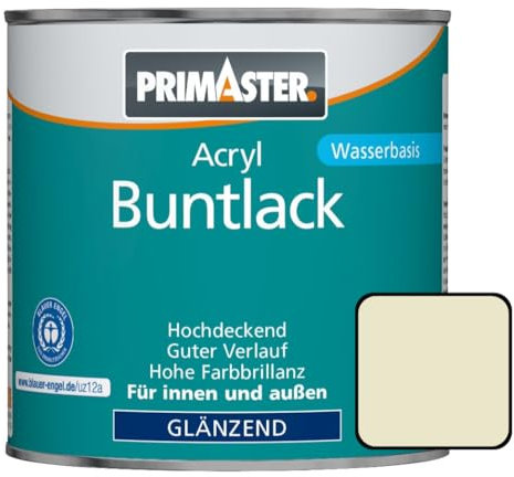 Primaster Acryl Buntlack 375ml Perlweiß Glänzend Wetterbeständig Holz & Metall