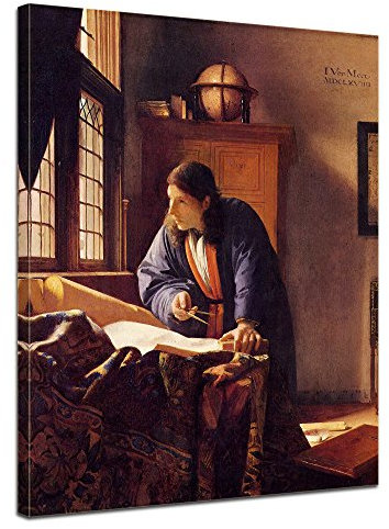 Bilderdepot24 Bild auf Leinwand | Jan Vermeer - Der Geograph in 30x40 cm als Wandbild | Wand-deko Dekoration Wohnung alte Meister | NEU-180209-30x40-dg