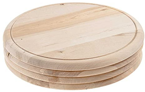SIDCO Schinkenteller 4 x Holzteller Schneidebrett Fleischteller Holzbrett rund Ø 25 cm