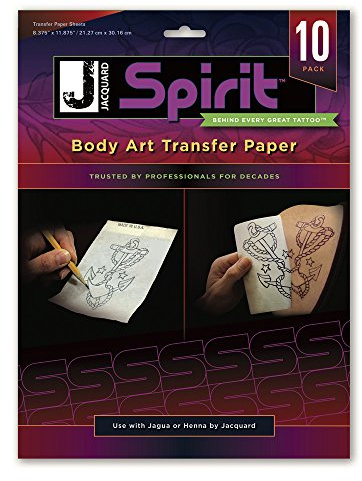 Jacquard Spirit Body Art Transfer Paper for Crisp Tattoo Stencils, Hectograph Carbon Sheets Compatible with Thermal Copiers or Manual Drawing, 10Pk