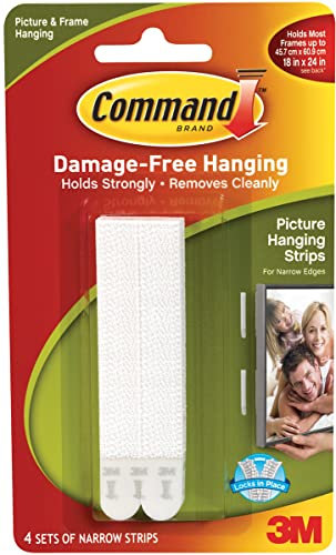3M 17207 Narrow Picture Hanging Strips White - Quantity 6