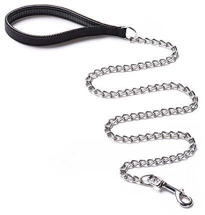 CtopoGo Heavy Duty Hundeleine mit Eisenkette, 180 cm, Schwarz