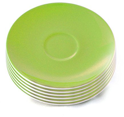 Ritzenhoff & Breker Doppio Kaffeeuntertassen, 6er Set, Grün, ø 16 cm, Kaffee Unterteller mit farbigem Rand, Untere aus Porzellan, Spülmaschinengeeignet