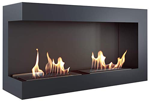 KRATKI Biokamin 900x280mm Wandkamin Ethanol Kamin Dekokamin schwarz Eck-kamin