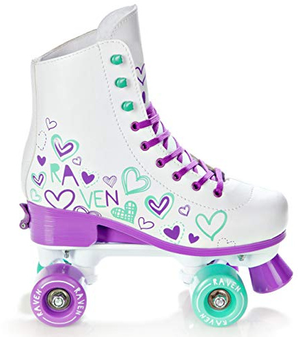 RAVEN Rollschuhe Roller Skates für Kinder Erwachsene Mädchen Damen verstellbar (Trista Violet/Mint, 31-34 (20-21,5cm))