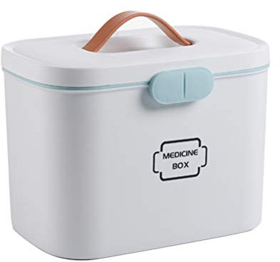 Ysoom Medizinbox 27 x 18 x 17 cm Plastik Erste Hilfe Box Aufbewahrungskasten Medizin Box mit Griff mit herausnehmbarem Ablagefach Arzneimittelbox Medikamentenbox Organizer (Grey)