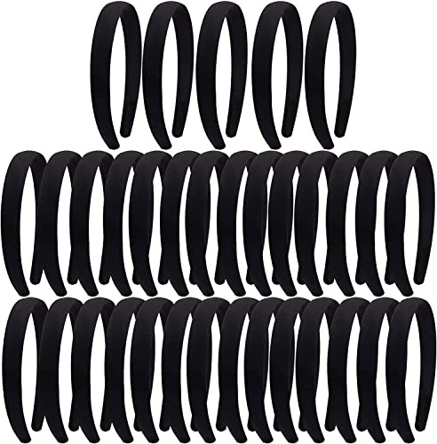Candygirl 33Pcs Classic Satin Alice Bands 1.5CM Wide Ribbon Headbands for Women Girls DIY Craft Hairbands Headwear Accessories
