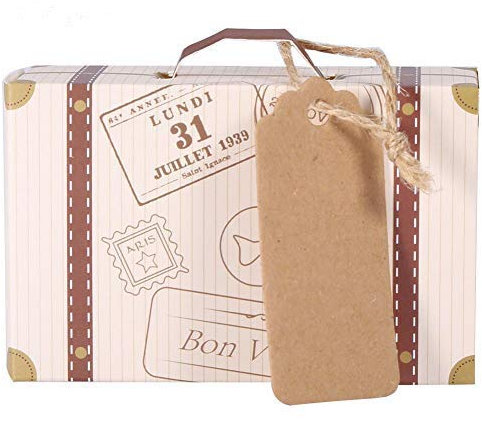 50 stücke Pappe Süßigkeiten Geschenkbox Mini Koffer Geformt Dekorative Box Snack Container Hochzeit Geburtstag Gastgeschenke