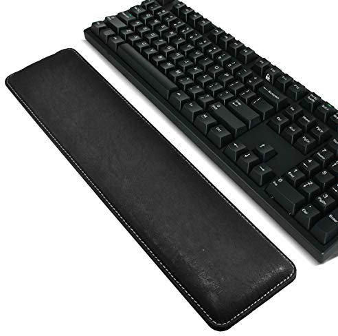 MAIDERN Tastatur Handballenauflage, 41.5x9.5cm Handgelenkauflage aus schwarzem PU-Leder für Laptops/Notebooks/MacBooks/PC/Computer