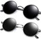 KANASTAL 2er Set Runde Sonnenbrille Herren Damen Retro Polarisierte Sonnenbrille Rund mit Metallrahmen Vintage Hippie Rave Brille UV400 Schutz, Schwarze und Schwarze