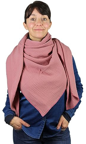 XXL Musselin Tuch Schal 100% feine Baumwolle 130x130cm Damenhalstuch Halstuch Musselintuch Musselin Damen Herren Männer Frauen, Farbe:Altrosa