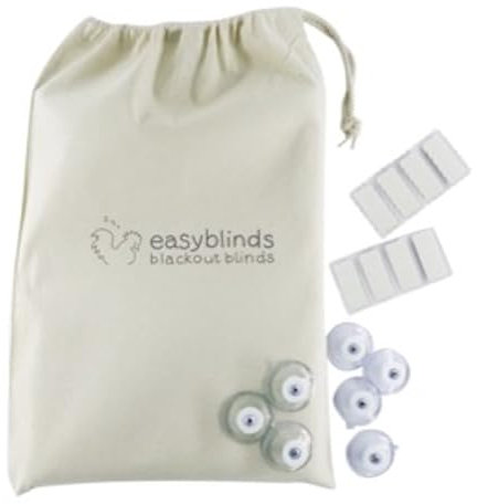 Easyblinds Easynight Premium Portable blackout blind for home and away, suction cups and self-adhesive attachments, BLACK, for windows up to 200x135cm, cut to any shape/size