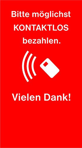 Thekenaufsteller Abstand halten/Kontaktlos bezahlen/Mundschutz tragen ca. 10,5 x 18,8 cm Kontaktlos bezahlen