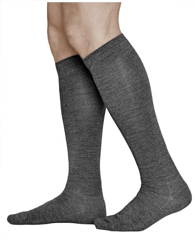vitsocks Men's 80% MERINO WOOL Long Knee High Length Winter Socks, Warm Breathable Woollen UK Size, grey, 6-8