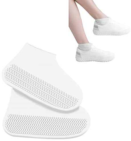 tooloflife Funda para zapatos, cubierta impermeable de silicona, antideslizante, reutilizable, lavable, adecuada para días lluviosos y nevados (Blanco, M)