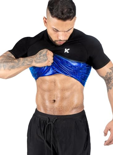 Kewlioo Sauna Shirt for Men - Heat Trapping Sweat Vest, Sauna Suit For Men, Compression Workout Sweat Suit for Gym, Workouts, Black, L