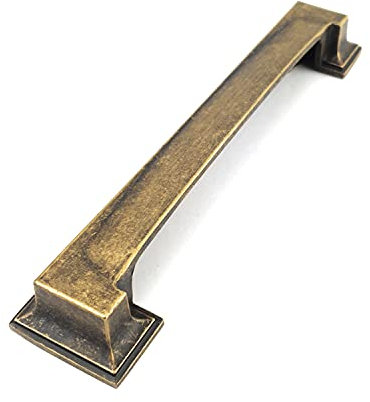 French Furniture Fittings Set of 4 Art Deco Kitchen Cabinet Square Cup Handles 2 Sizes, Cup Handles for Kitchen Cupboard Doors and Drawers, Deep Antique Brass (Distance Between fixings 128 or 160mm)