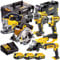 Dewalt 18V 6 Piece Cordless Power Tool Kit DCD796,DCF887,DCS391,DCS331,DCG412,DCL040 with 3 x 5.0Ah DCB184 Batteries + DCB115 Charger in Bag T4TKIT-833, Yellow