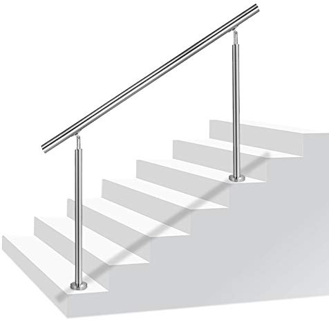 UISEBRT Barandilla para escaleras de acero inoxidable 150 cm, con 0 Travesaños Pasamanos para escaleras balcón