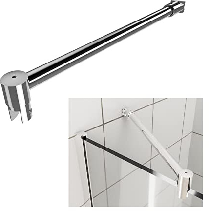 Shower Door Glass Support Bar,180 Degrees Wall-to-Glass Support Arm for 5/16 to 1/2 Thick Glass,14.2'' Shower Screen Support Telescopic Bar,for Fixed Frameless Shower Glass Panel,Polished Silver