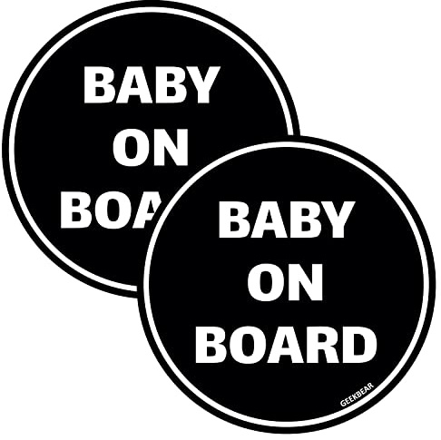GEEKBEAR Baby an Bord Aufkleber für Autos (Schwarz – 2 Stück) Kein Magnet oder Saugnapf – Baby an Bord Sicherheitsschild – niedlicher und lustiger Baby im Auto Aufkleber für Fensterstoßstange