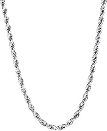 OCHCOH 925 Sterling Silver Clasp 2/2.5/3/4/5mm Rope Chain Necklace for Men Women Diamond Cut Silver Chain Necklace for Men 16-30 Inch, 26, Sterling Silver, No Gemstone