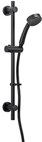 Croydex Presion Matte Black Shower Riser Rail Kit - 68cm Riser Rail, Pressure Boosting Shower Head, 1.5m Stainless Steel Hose and Adjustable Handset Holder, with Flexi-Fix Wall Brackets (Matte Black)
