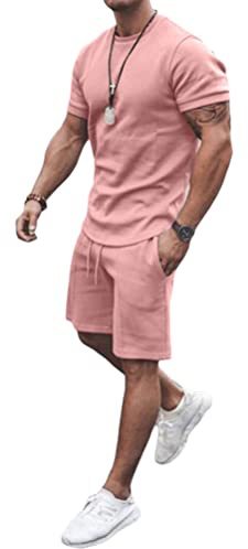 seiveini Ensembles Survêtement Homme 2 Pièces Été à Manches Courtes Ensemble Jogging Imprimée Mode Pas Cher T-Shirt + Short Tenue de Sport Sportswear Working Outfits