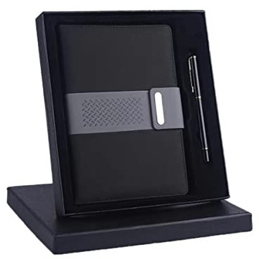 Executive Classic Leather A5 Notebook with Pen Vintage Travel Notebook and Pen Journal Diary Business Daily Ideas Notizblock Christmas Birthday Gift Set for Girls Women Mum Dad (black)