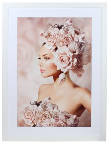 IDEAL TREND Bilderrahmen Holz Rahmen Plexi Acryl Collage Wanddeko Poster quadratisch S215: Farbe: Weiß | Format: 50x70